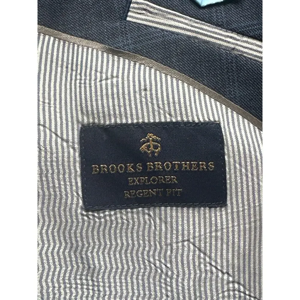 Brooks Brothers Explorer Regent Fit 43R Blue Windowpane Plaid Sports Coat Blazer